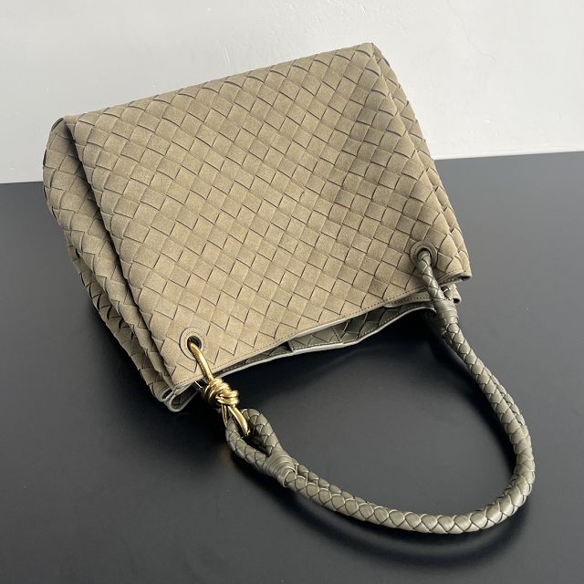 BV original suede large parachute shoulder bag 796571 cypress