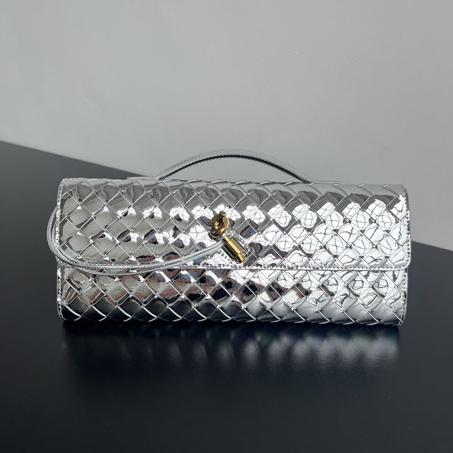 BV original patent leather andiamo long clutch 741511 silver