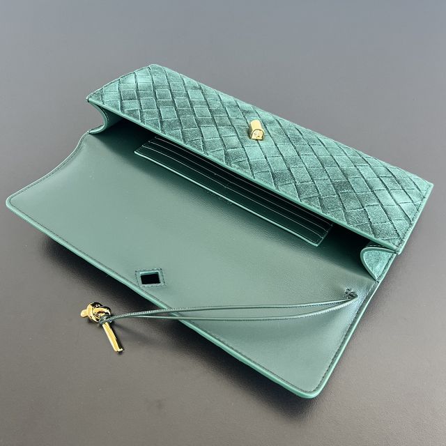 BV original suede calfskin andiamo long clutch 741511 emerald green