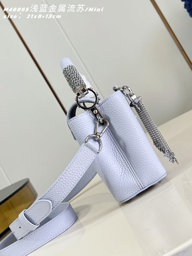 Louis vuitton original calfskin capucines mini M26328 light blue