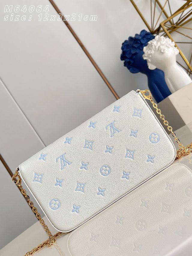 Louis vuitton original calfskin felicie pochette M28127 milky&blue