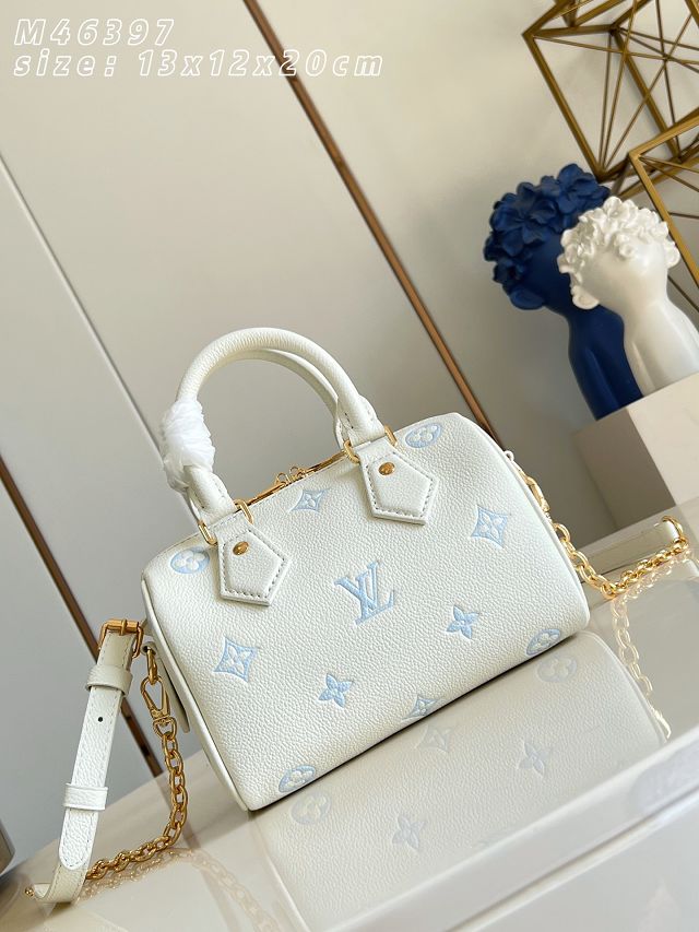 Louis vuitton original calfskin speedy 20 M28314 milky&blue