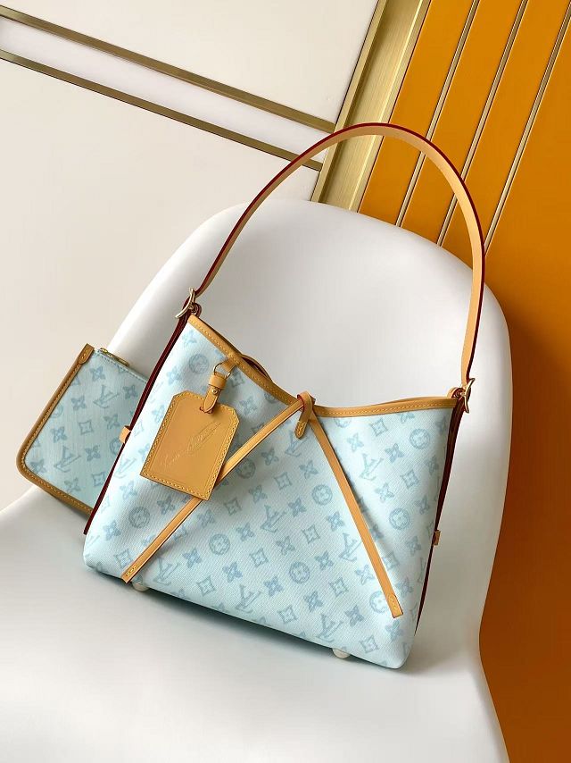 Louis vuitton original monogram canvas carryall PM M27532 light blue