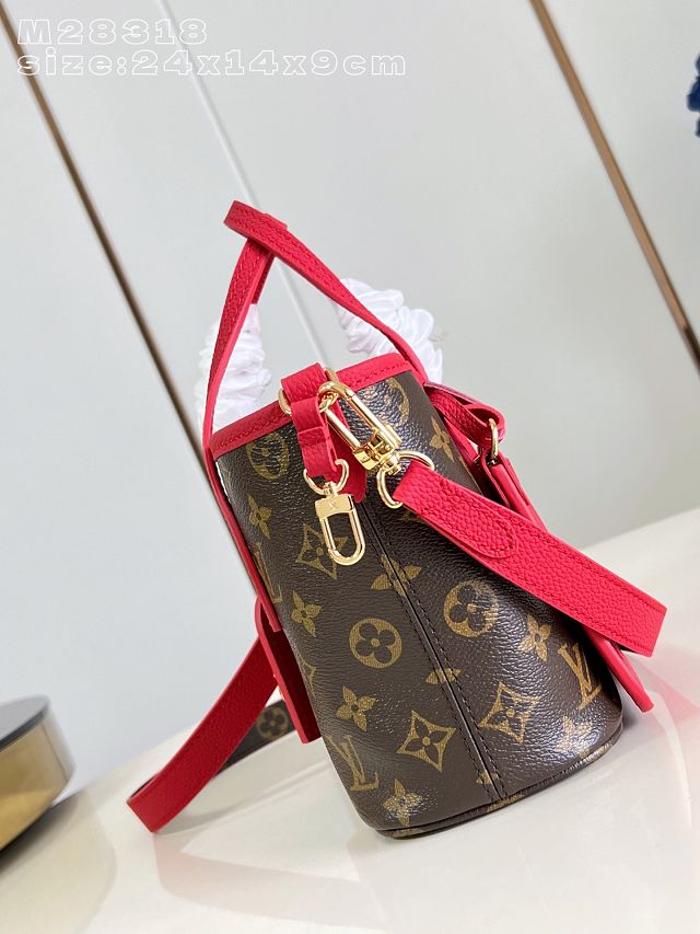 Louis vuitton original calfskin&canvas neverfull Inside out BB M28318 red