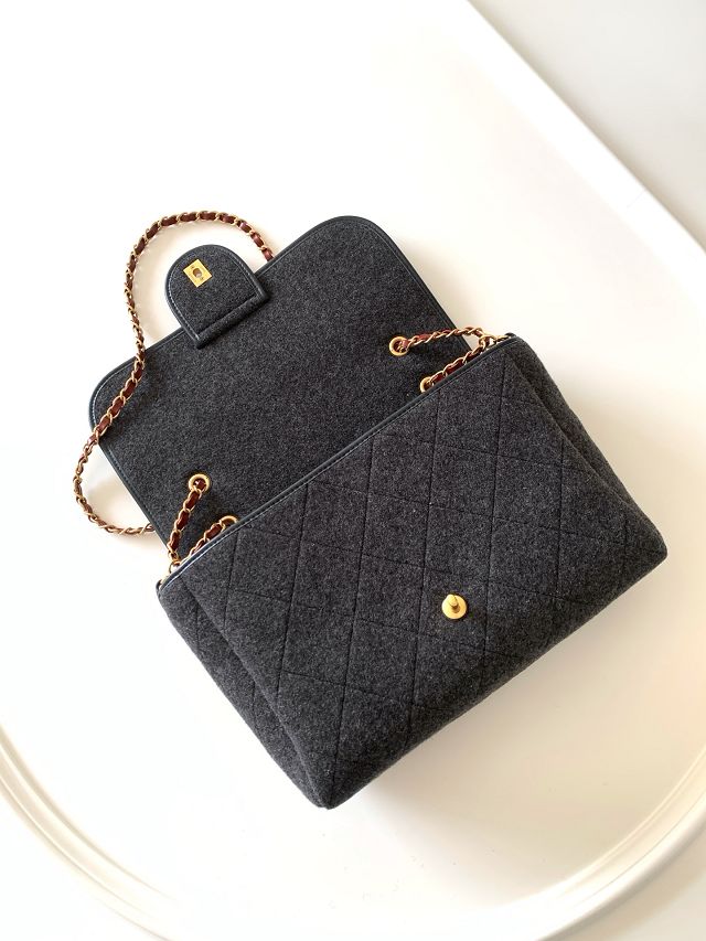 CC original felt large top handle flap bag AS5852 black