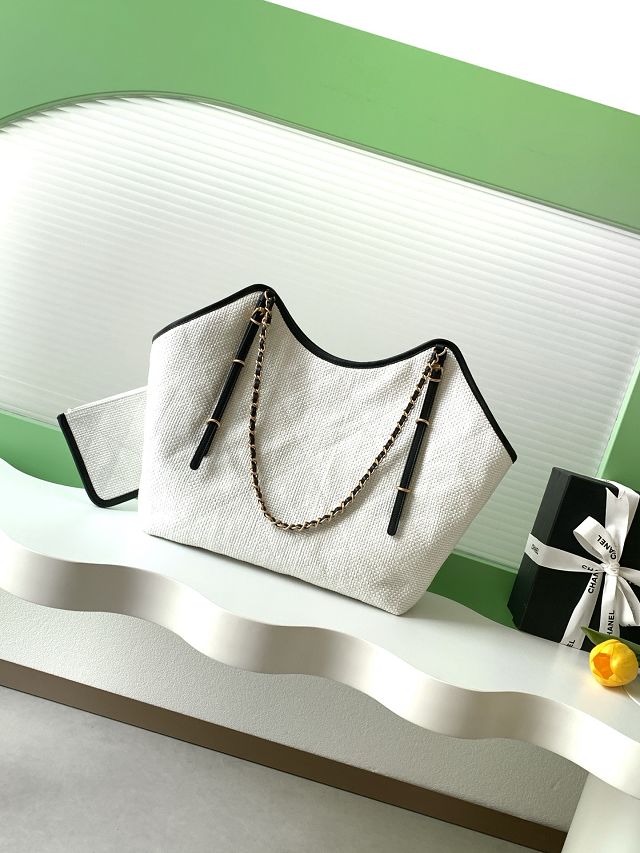 CC original raffia maxi shopping bag AS5463 white