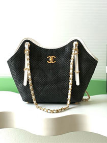CC original raffia small tote bag AS6015 black