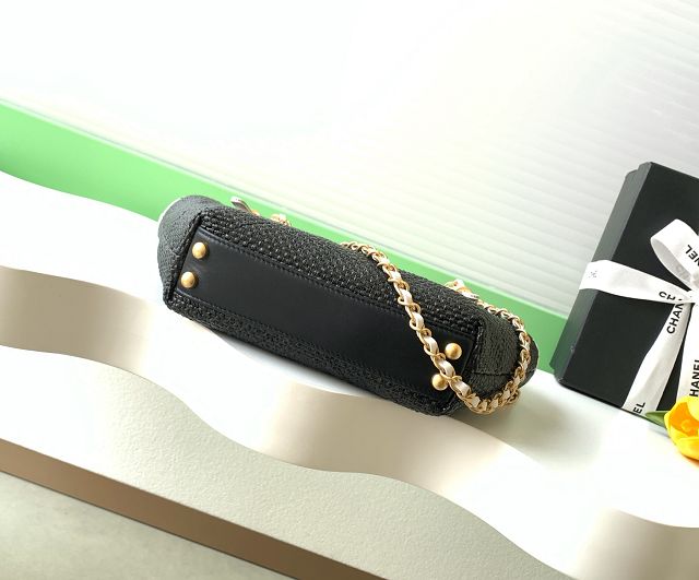 CC original raffia small tote bag AS6015 black