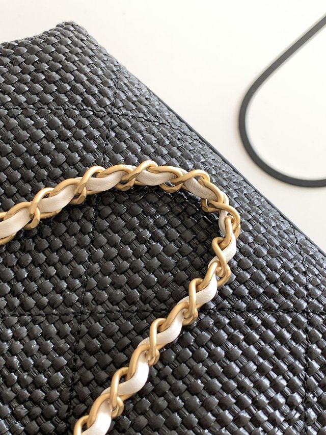 CC original raffia small tote bag AS6015 black