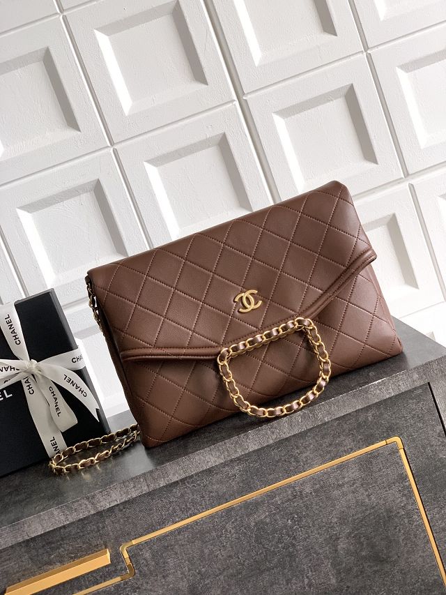 CC original calfskin large handbag AS5936 dark brown