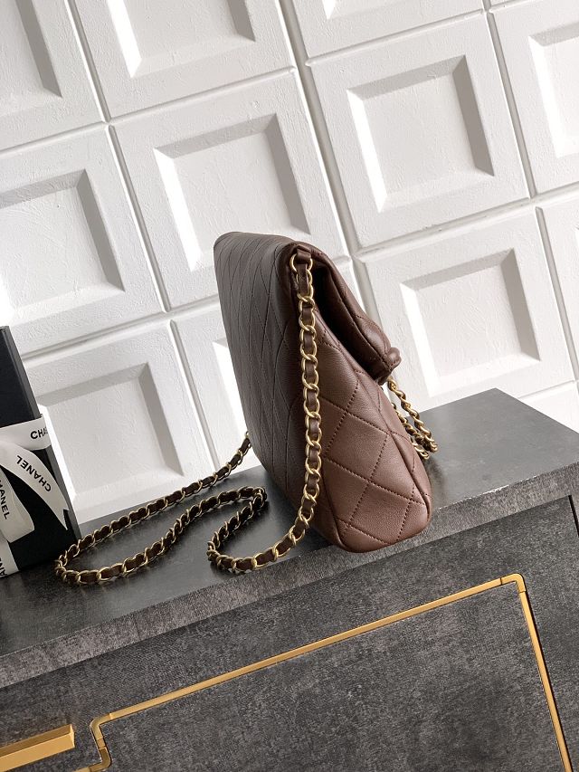 CC original calfskin large handbag AS5936 dark brown