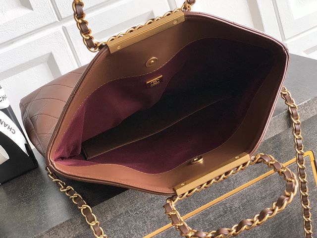 CC original calfskin large handbag AS5936 dark brown