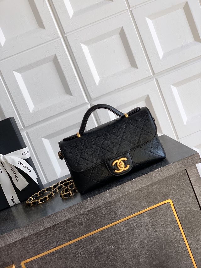CC original grained calfskin mini flap bag AS5986 black