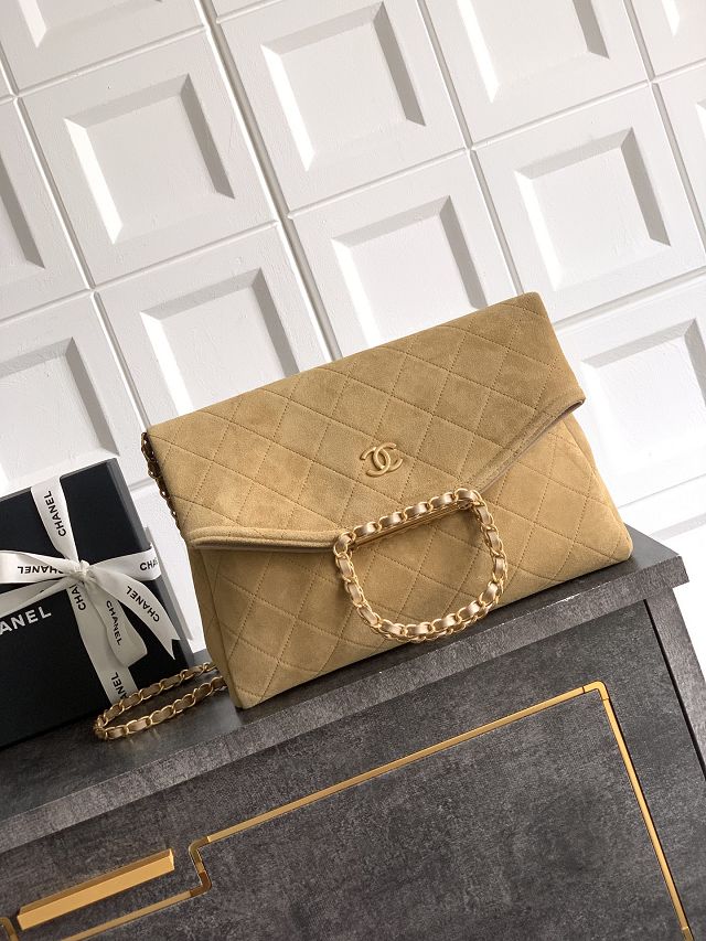 CC original suede calfskin large handbag AS5936 apricot