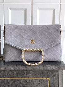 CC original suede calfskin large handbag AS5936 grey