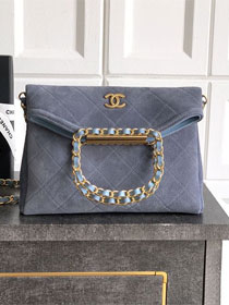 CC original suede calfskin small handbag AS5895 light blue