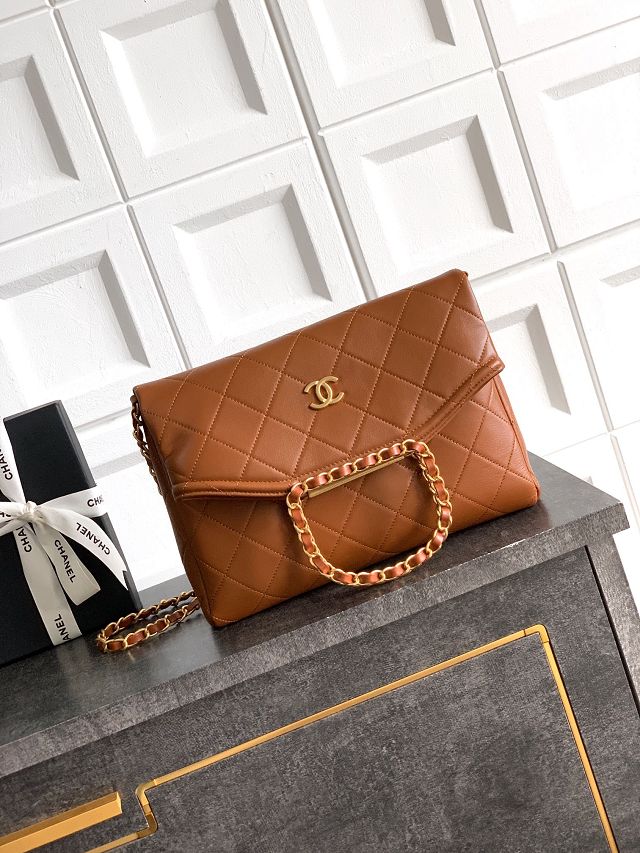 CC original calfskin medium handbag AS5896 brown