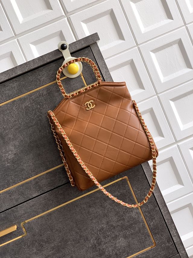 CC original calfskin small handbag AS5895 brown