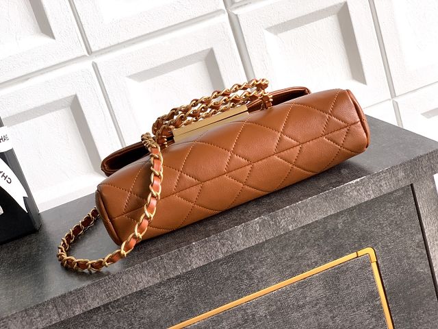 CC original calfskin small handbag AS5895 brown