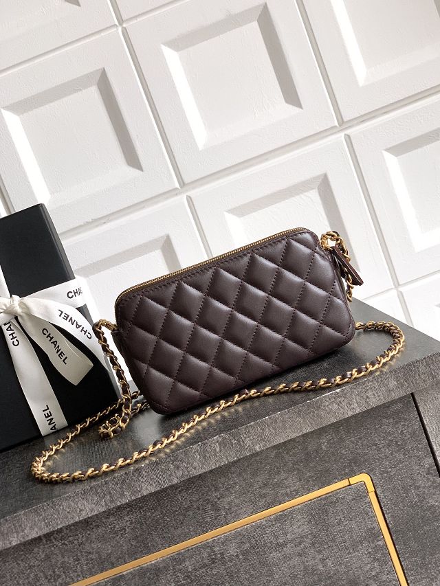 CC original suede&lambskin vanity with chain AP4670 dark brown