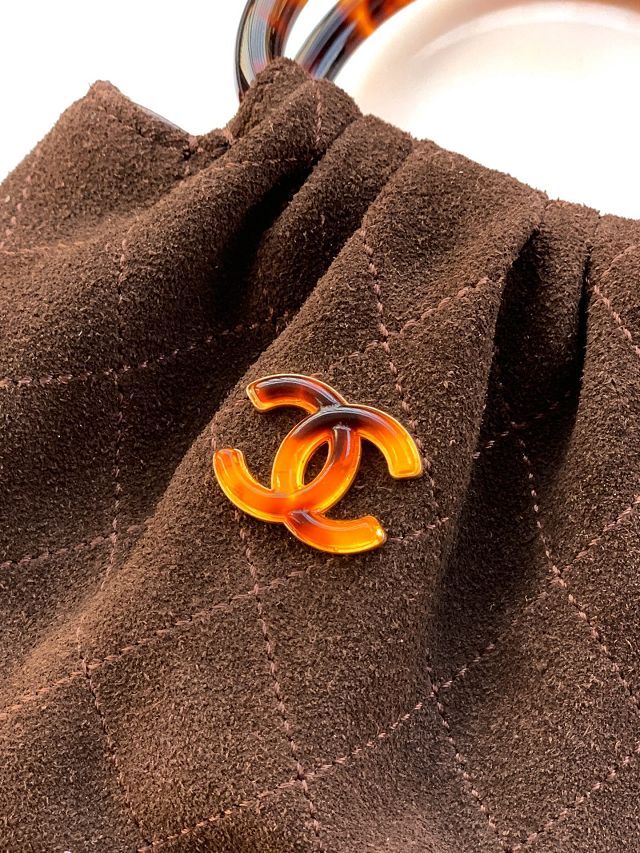 CC original suede calfskin mini pouch AP4981 dark brown