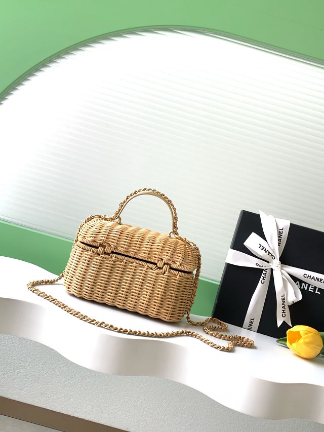 CC original braided rattan vanity case AS5993 beige