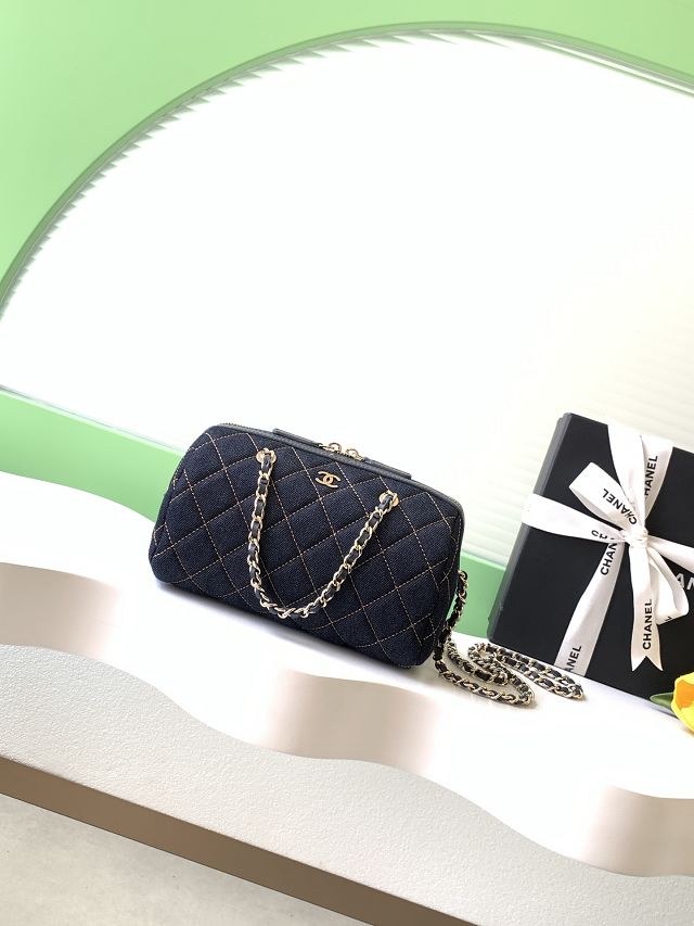 CC original denim clutch with chain AP5094 dark blue