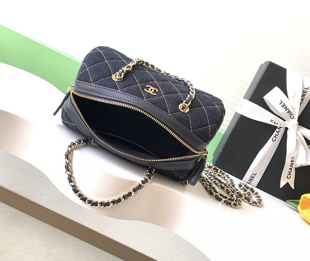 CC original denim clutch with chain AP5094 dark blue