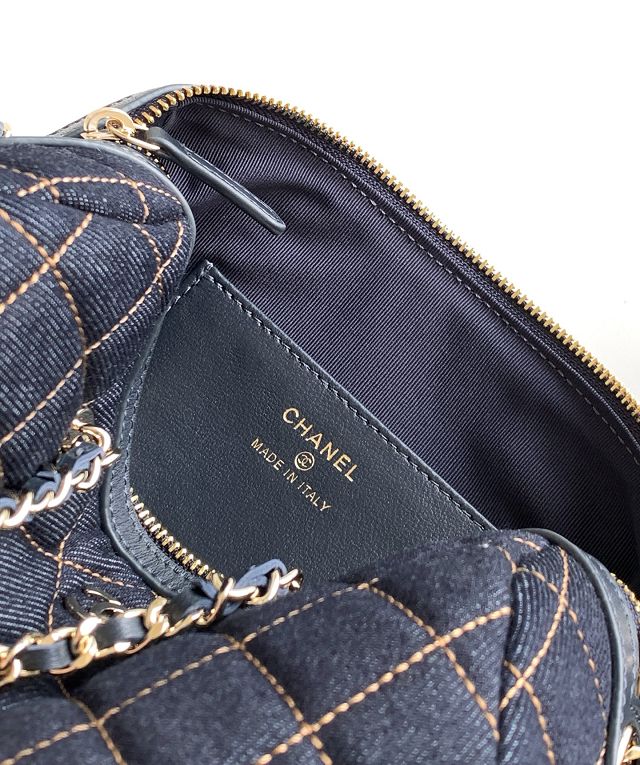 CC original denim clutch with chain AP5094 dark blue