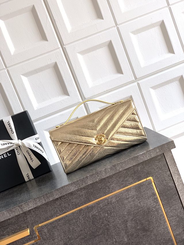 CC original lambskin clutch AP6044 gold