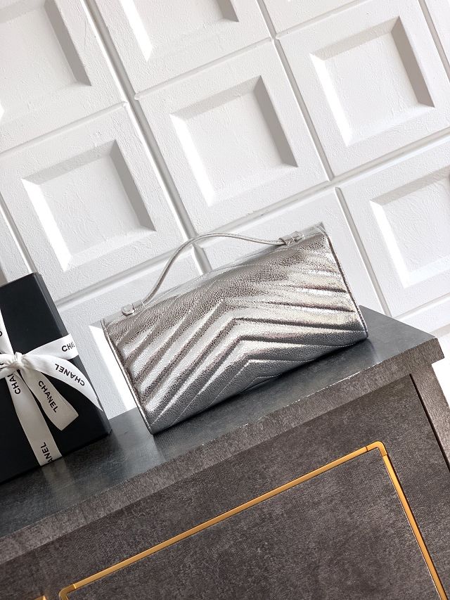 CC original lambskin clutch AP6044 silver