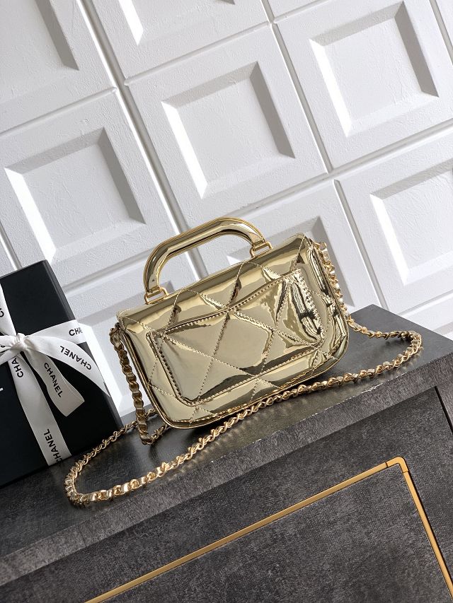 CC original patent calfskin small clutch AS5805 gold