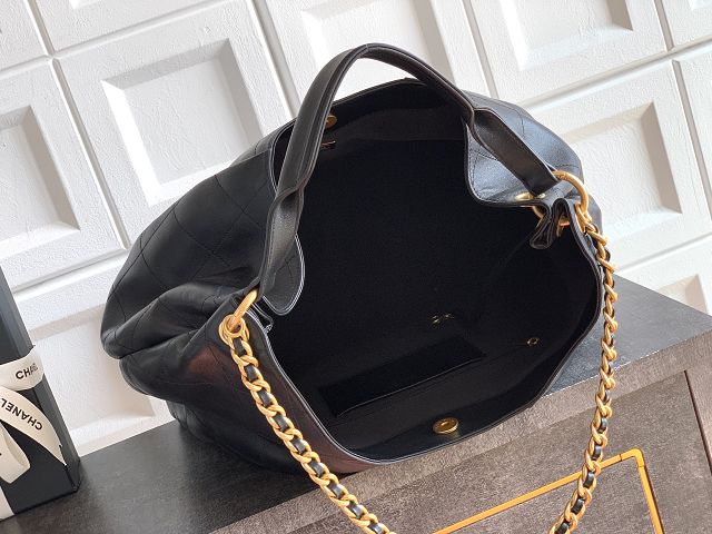 CC original calfskin maxi hobo bag AS6016 black