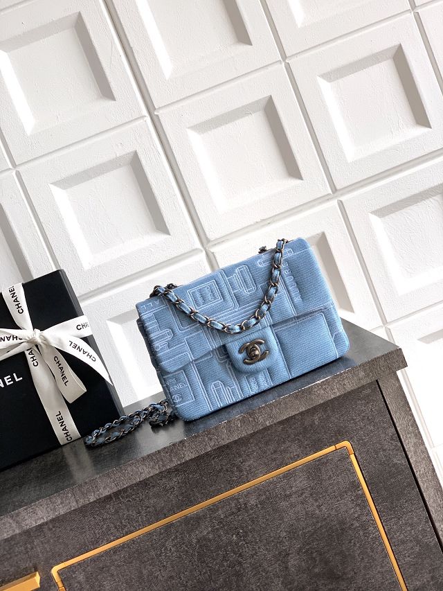 CC original denim mini flap bag 69900 blue