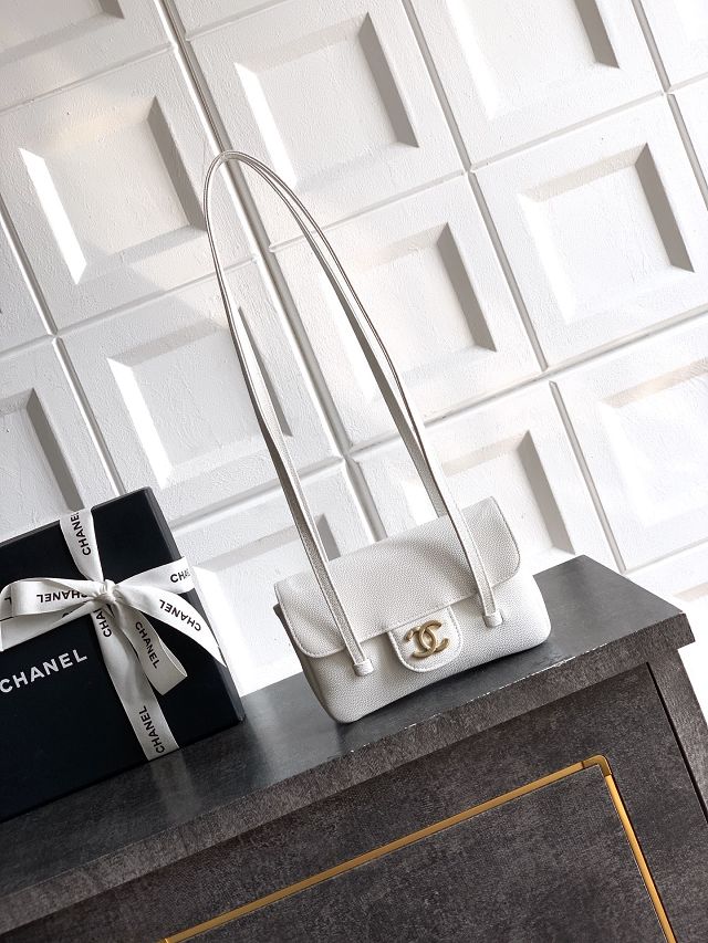 CC original grained calfskin clutch AP5068 white