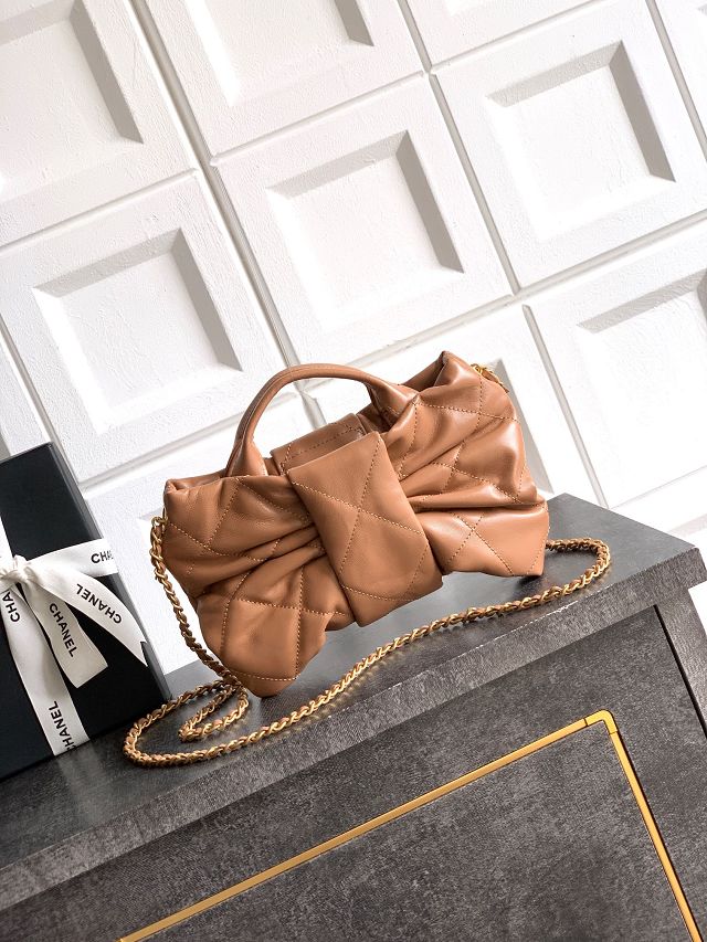 CC original lambskin small handbag AS5849 caramel