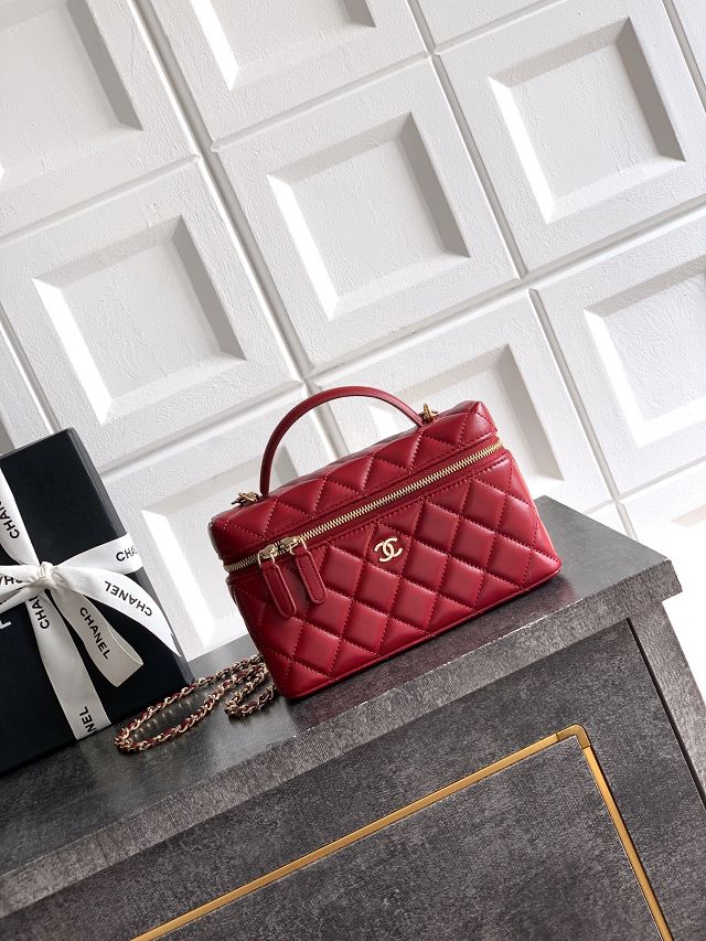 CC original lambskin vanity with chain AP4385 red