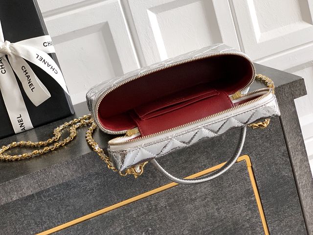 CC original shiny calfskin vanity with chain AP4385 silver