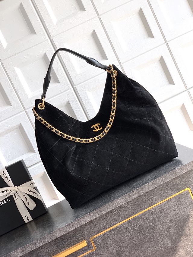 CC original suede calfskin maxi hobo bag AS6016 black
