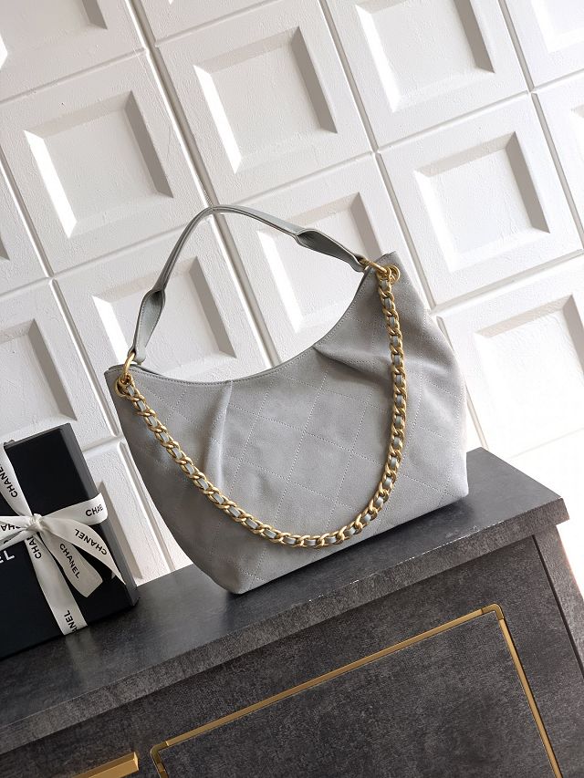 CC original suede calfskin medium hobo bag AS5970 light grey