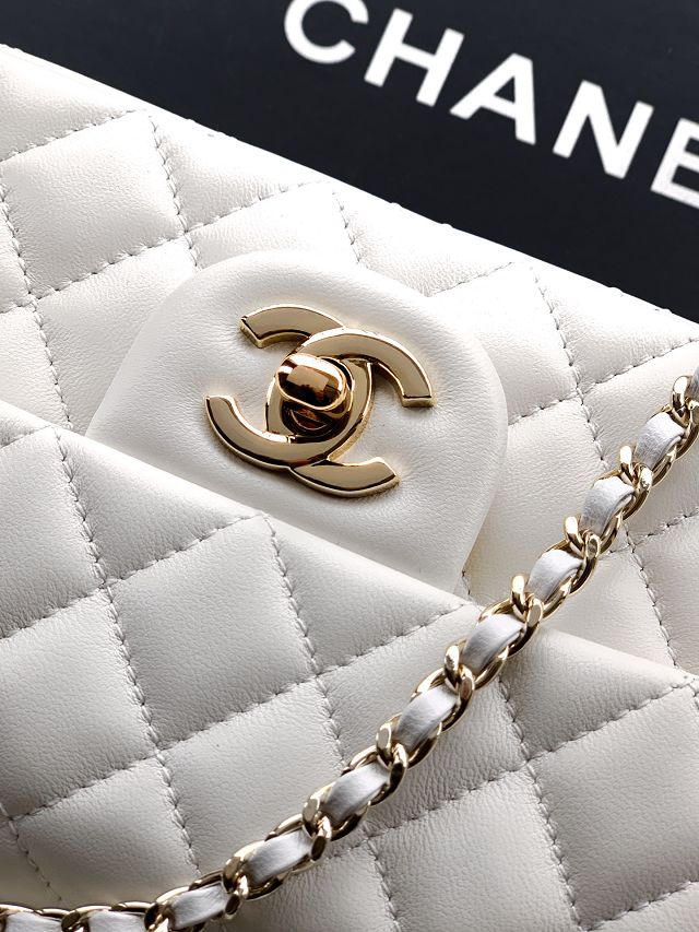 CC original lambskin top handle flap bag AS1790 white