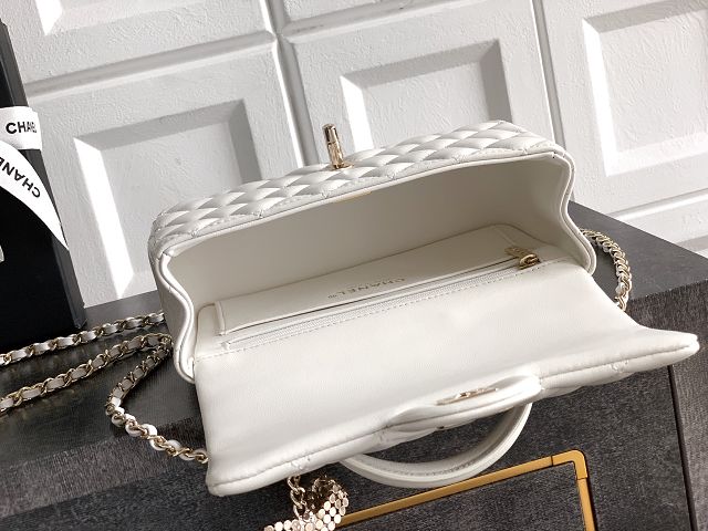 CC original lambskin top handle flap bag AS1790 white