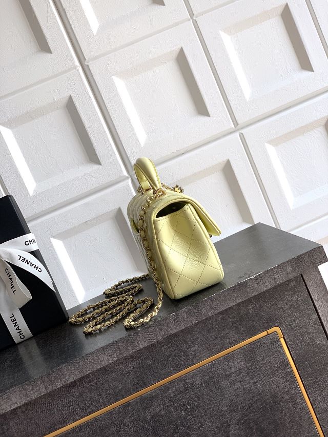 CC original lambskin top handle flap bag AS1790 yellow