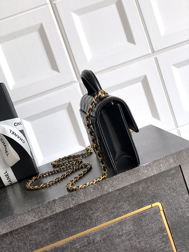 CC original calfskin clutch with chain AP4182 black