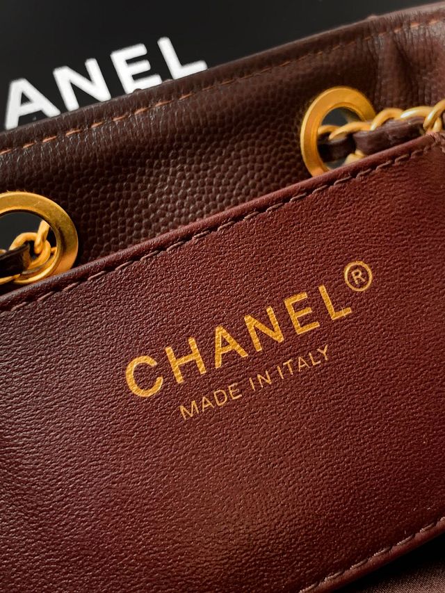 CC original grained calfskin 25 mini handbag AS5631 dark brown