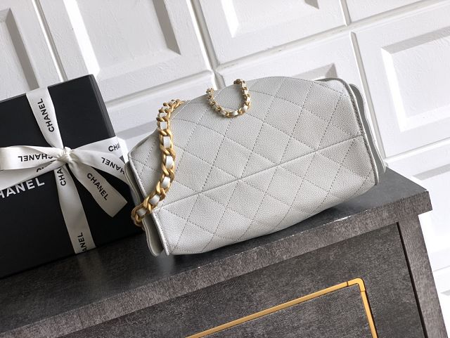 CC original grained calfskin 25 mini handbag AS5631 light grey