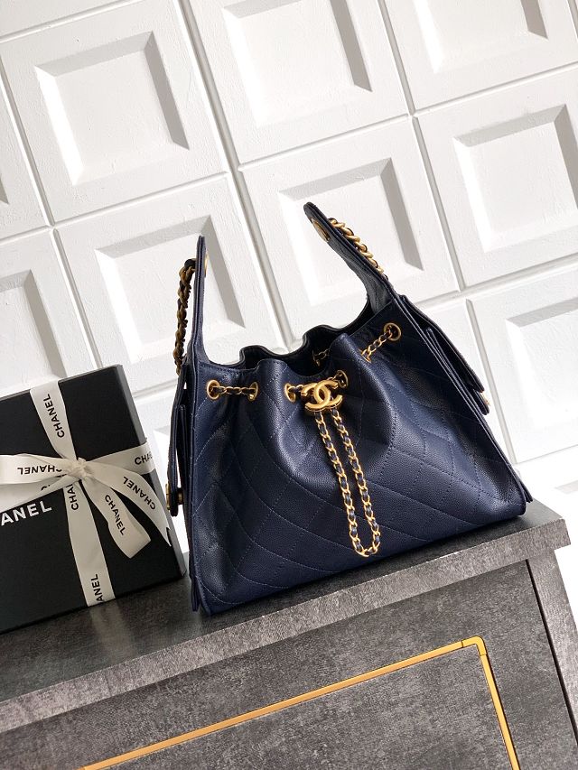 CC original grained calfskin 25 small handbag AS5293 dark blue