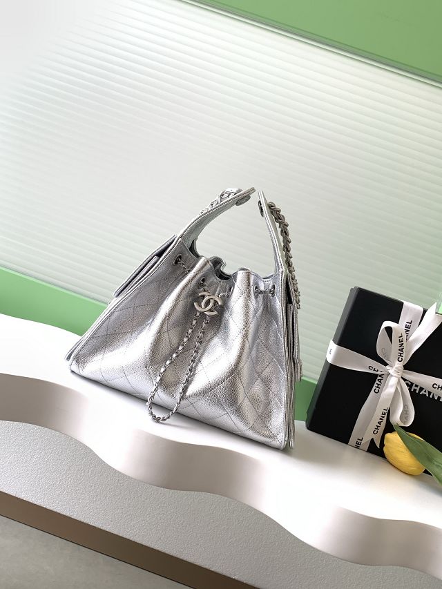 CC original grained calfskin 25 small handbag AS5293 silver