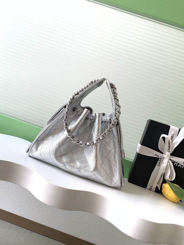 CC original grained calfskin 25 small handbag AS5293 silver