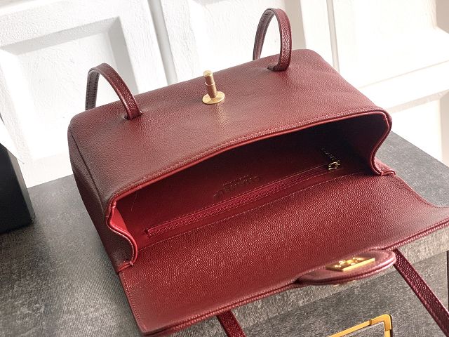 CC original grained calfskin small flap bag AS6130 bordeaux